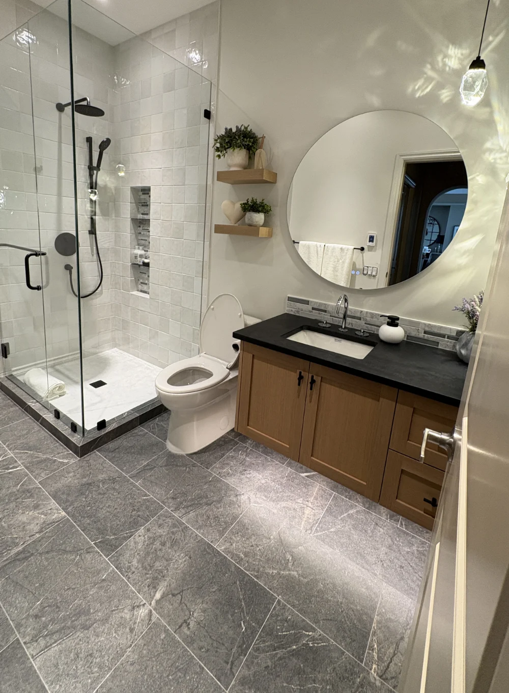 Completed bathroom renovation by Amend Developments