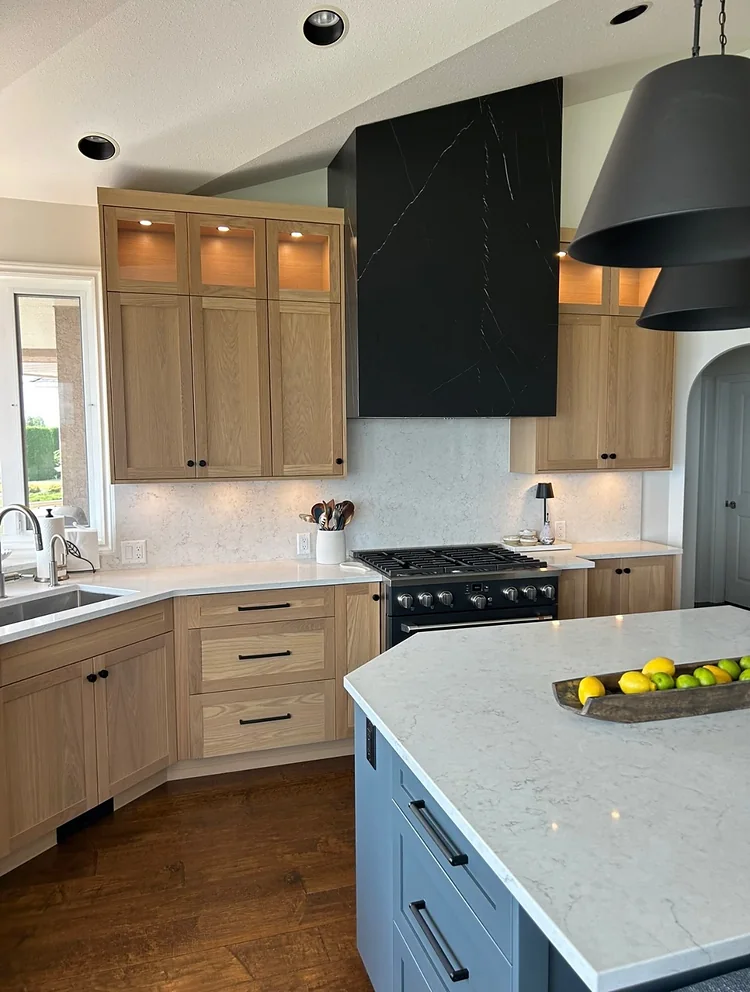 Kelowna kitchen cooking corner after the renovation by Amend Developments